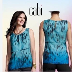 CAbi Silk Serene Tank turquoise blue style #142 no flaws size small